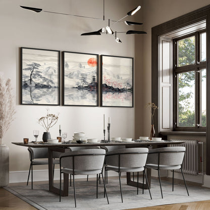 Set of 3 framed wall art posters for living room by About Wall Art, featuring modern decorative prints in sleek frames.