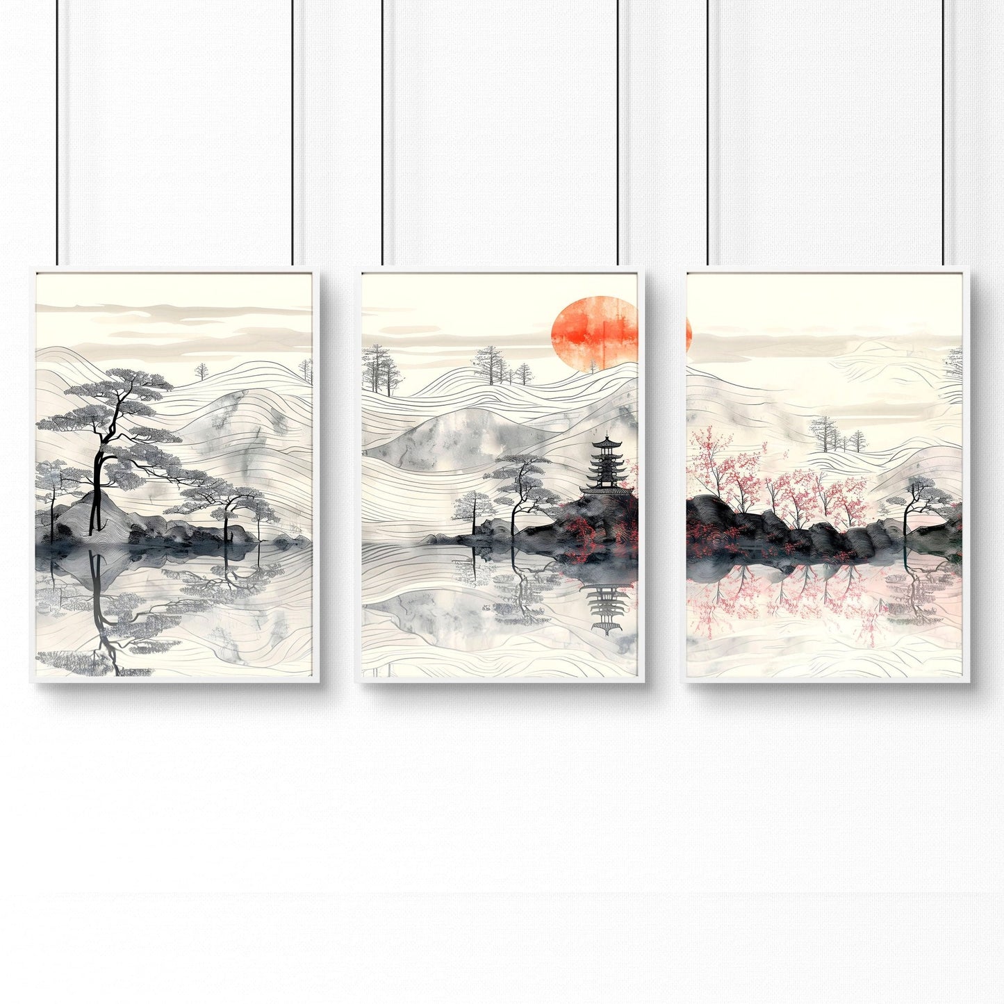Set of 3 framed wall art posters for living room by About Wall Art, featuring modern decorative prints in stylish frames.