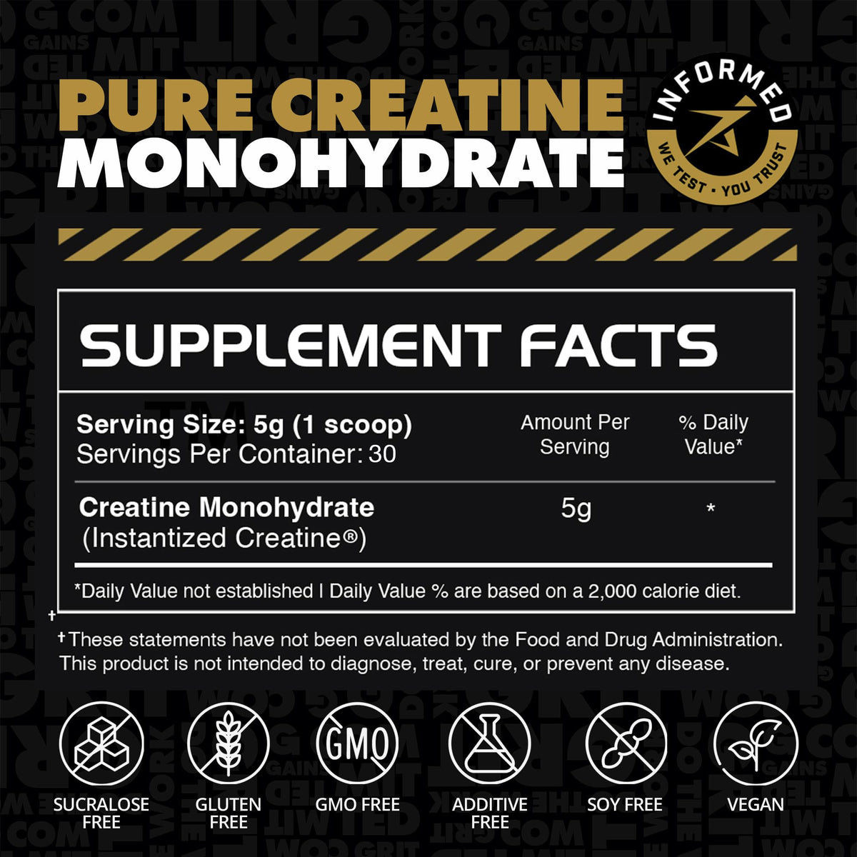 Gains In Bulk Instantized Creatine Monohydrate 30 Servings