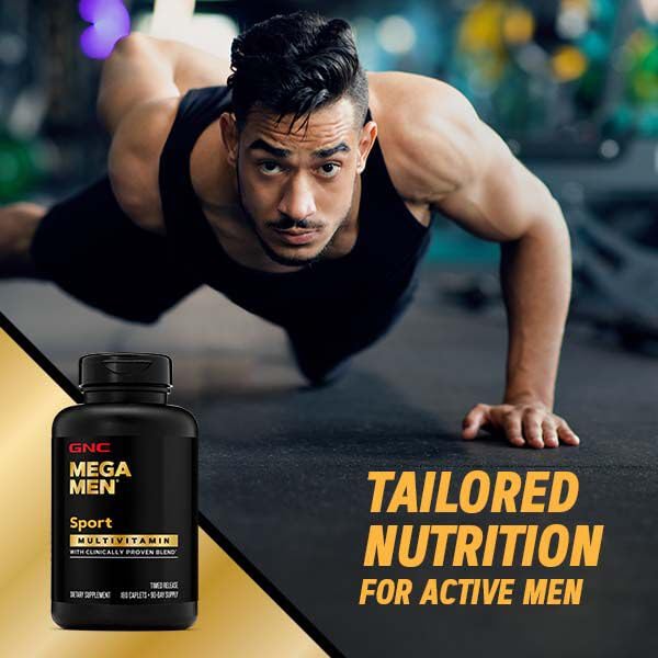 GNC Mega Men® Sport Multivitamin 180 Caplets | 90 Servings