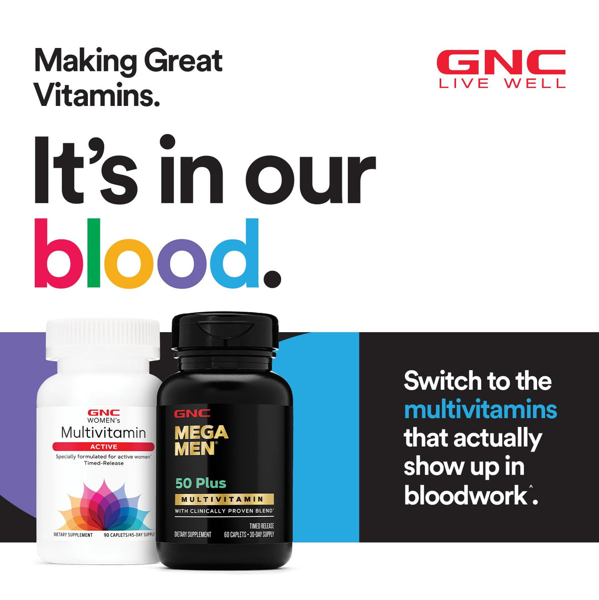 GNC Mega Men® Sport Multivitamin 180 Caplets | 90 Servings