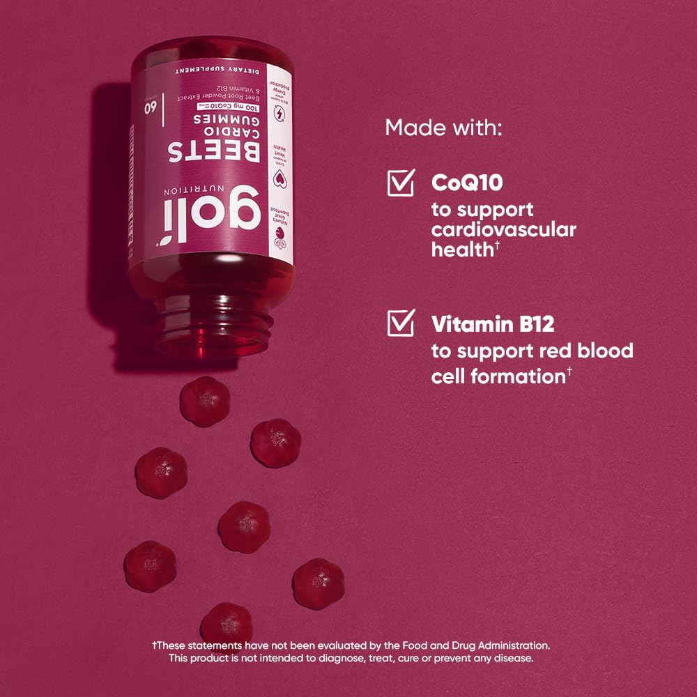 Goli® Beets Cardio Gummies | CoQ10, Beetroot & Vitamin B12 | 3 Pack