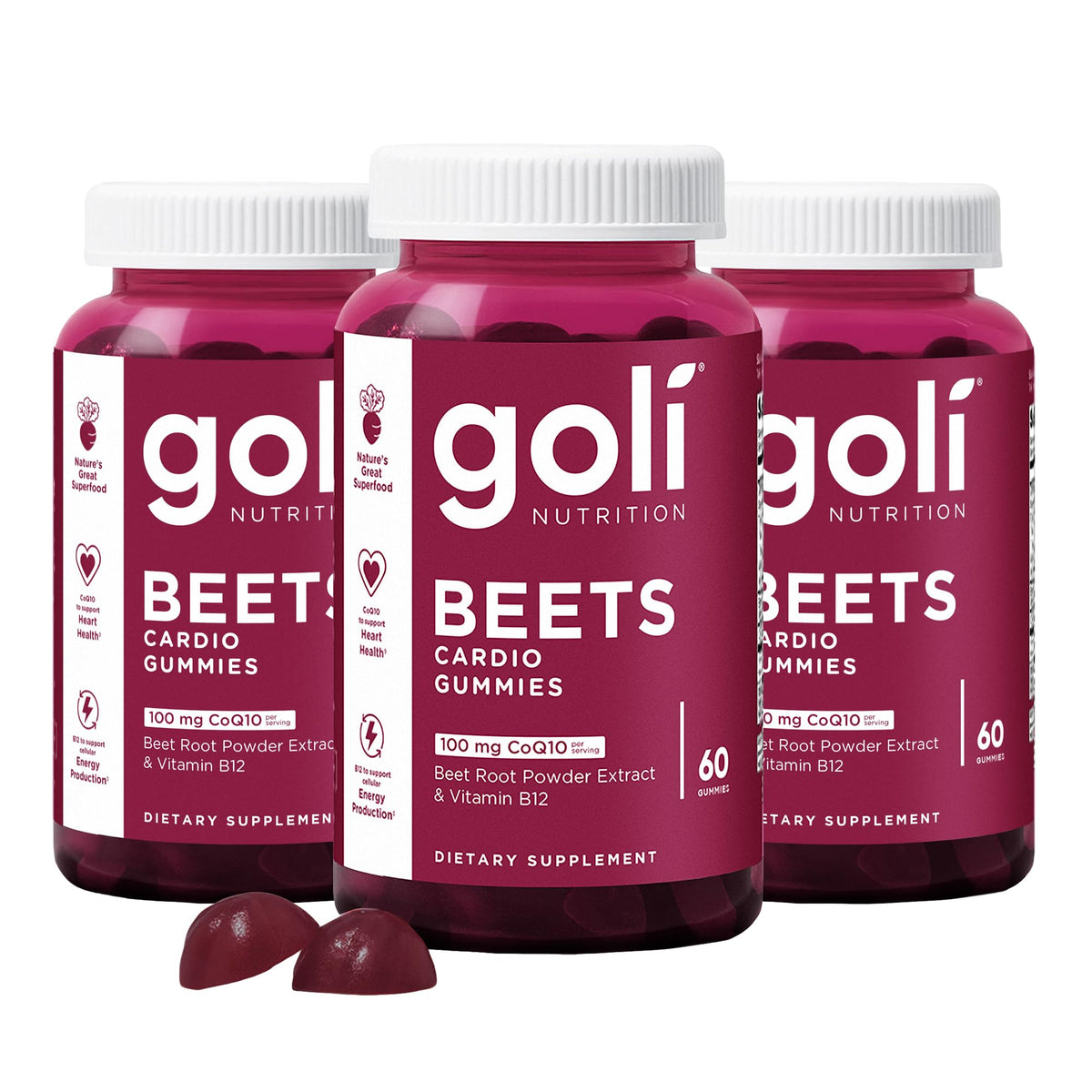 Goli® Beets Cardio Gummies | CoQ10, Beetroot & Vitamin B12 | 3 Pack