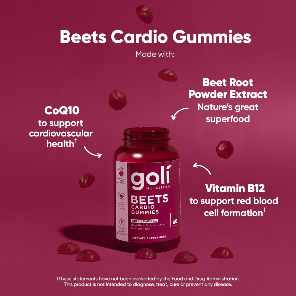 Goli® Beets Cardio Gummies | CoQ10, Beetroot & Vitamin B12 | 3 Pack