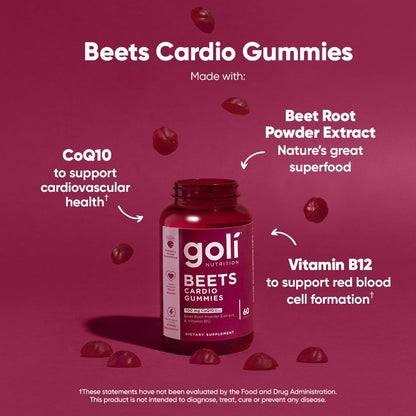 Goli® Beets Cardio Gummies | CoQ10, Beetroot & Vitamin B12 | 3 Pack