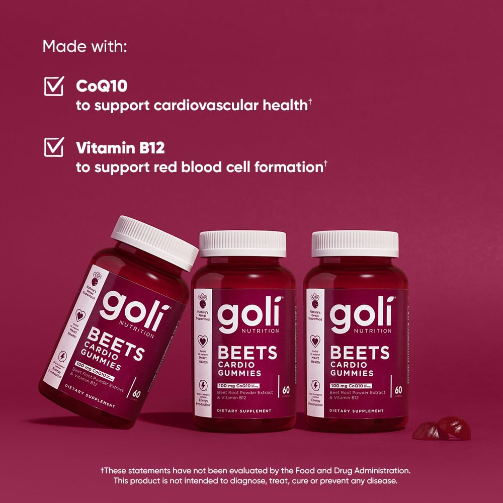 Goli® Beets Cardio Gummies | CoQ10, Beetroot & Vitamin B12 | 3 Pack