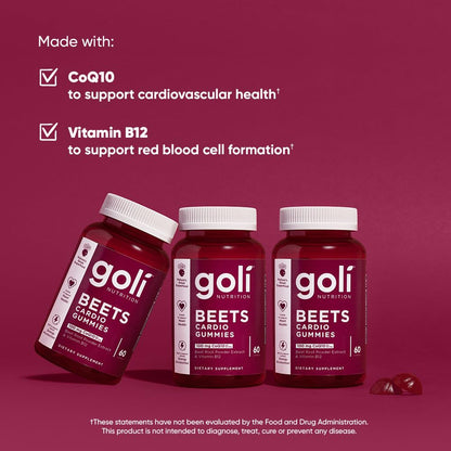 Goli® Beets Cardio Gummies | CoQ10, Beetroot & Vitamin B12 | 3 Pack