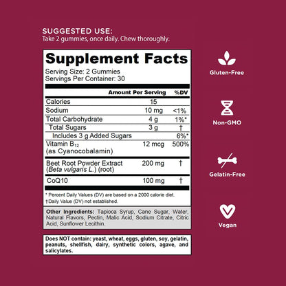 Goli® Beets Cardio Gummies | CoQ10, Beetroot & Vitamin B12 | 3 Pack