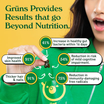 Grüns Adults Super Greens Gummies: Comprehensive Daily Nutrition in a Tasty Bite