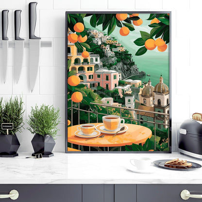 Set of 3 Italian lifestyle wall art prints for kitchen decor, featuring vibrant images and stylish designs by About Wall Art.