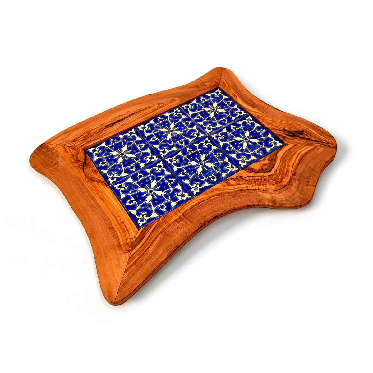 Rustic Olive Wood Ceramic Serving Tray – Various Colours