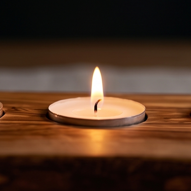 Olive Wood Flat Tealight Candle Holder | Various Sizes