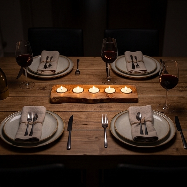 Olive Wood Flat Tealight Candle Holder | Various Sizes