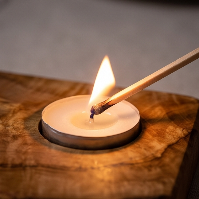 Olive Wood Flat Wooden Tealight Candle Holder | Various Sizes