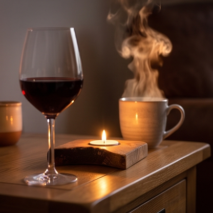 Olive Wood Flat Tealight Candle Holder | Various Sizes
