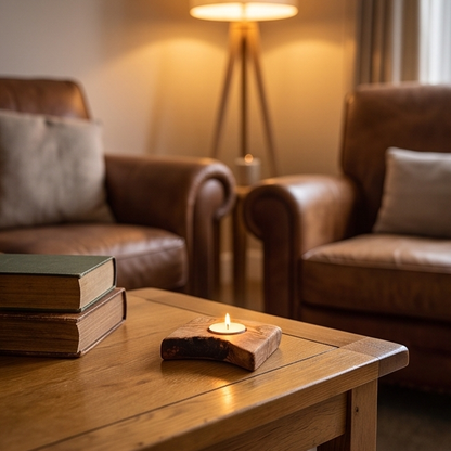 Olive Wood Flat Tealight Candle Holder | Various Sizes