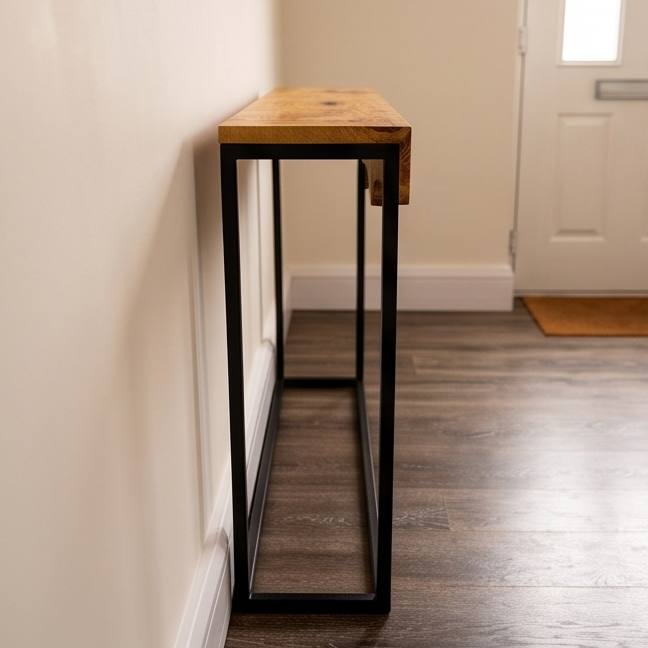 Live Edge Olive Wood Console Table & Matching Mirror Set