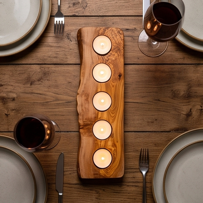 Olive Wood Flat Tealight Candle Holder | Various Sizes