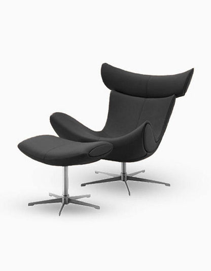 IMOLA style Chair with Stool In Black Premium Leather