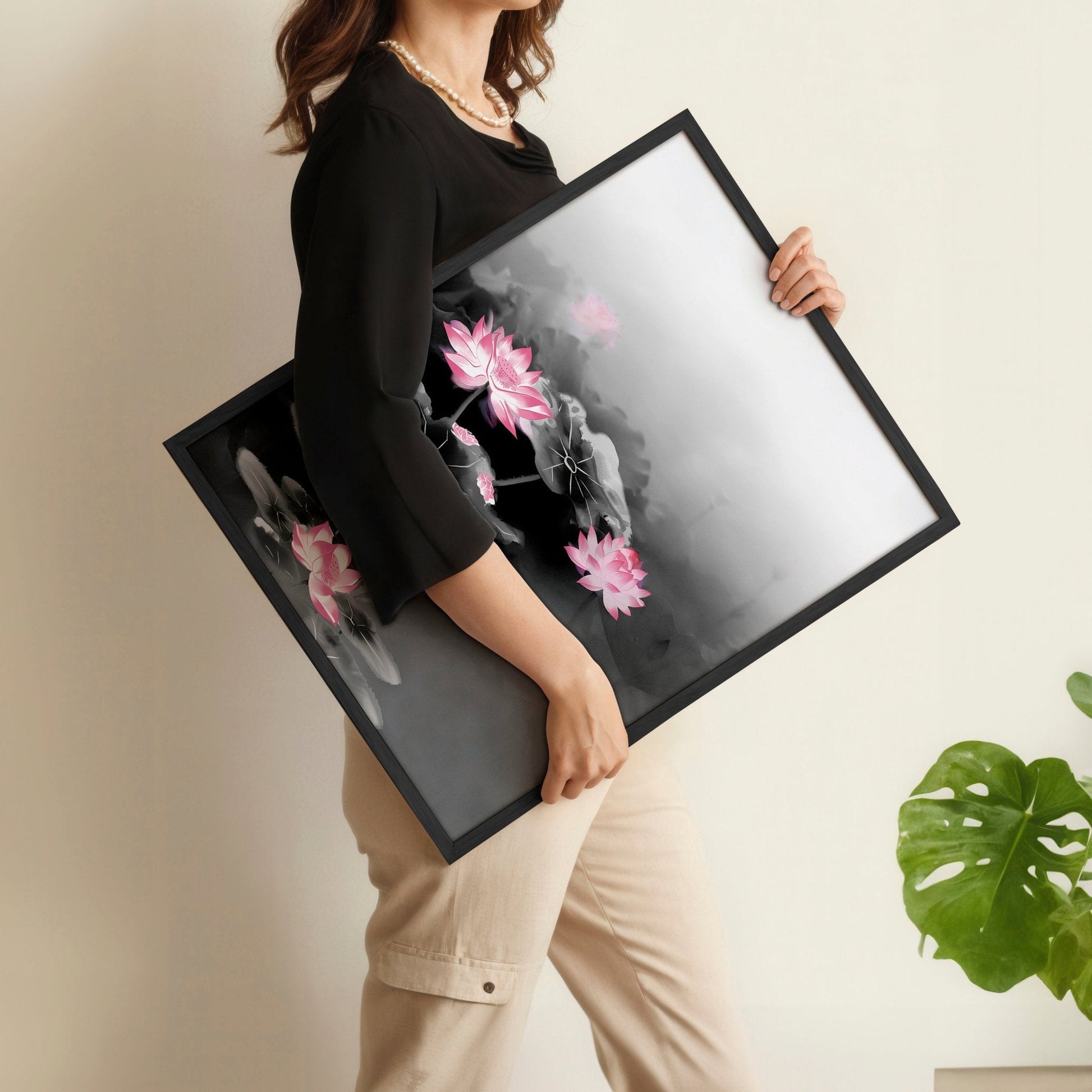 Set of 3 Asian-inspired Japandi interiors wall art prints with minimalist, calming designs on neutral backgrounds.