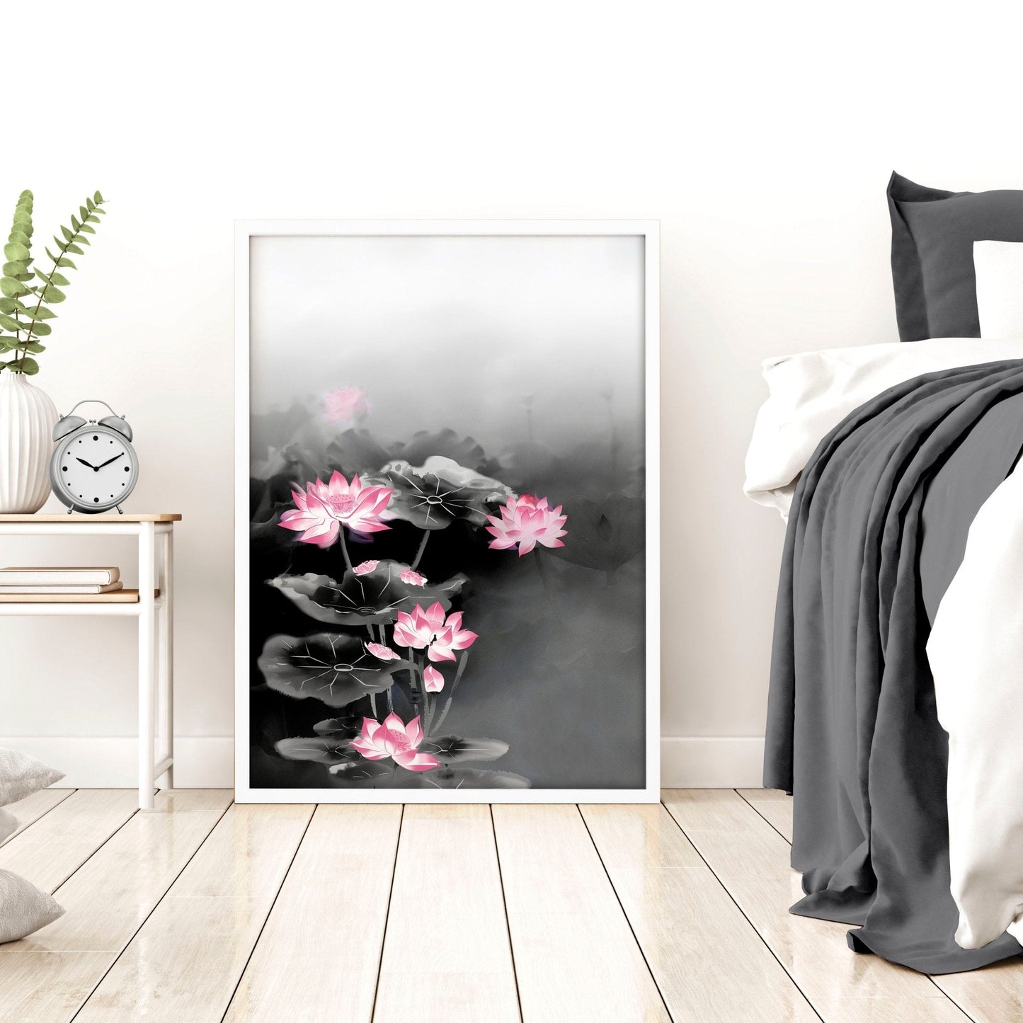 Set of three Japandi-inspired wall art prints featuring Asian design elements, ideal for modern interior decor.