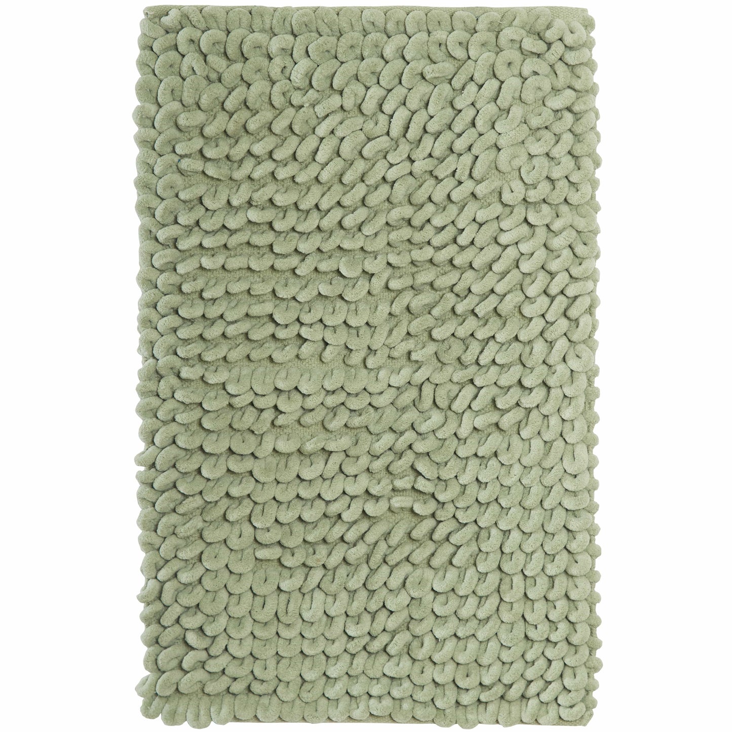 OLIVIA ROCCO jumbo loop bath mat in sage green with non-slip backing, water-absorbent plush design for shower and toilet floors