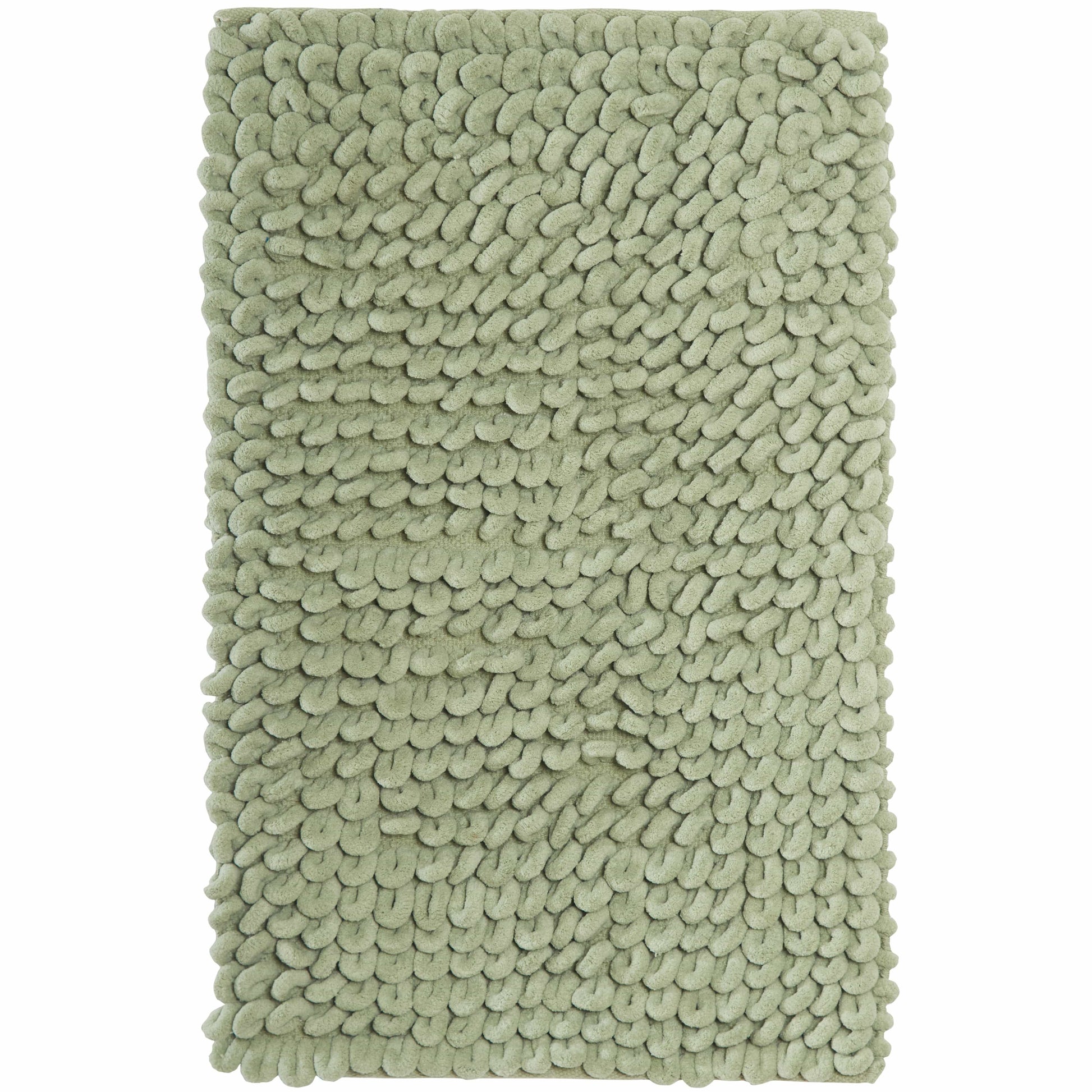 OLIVIA ROCCO jumbo loop bath mat in sage green with non-slip backing, water-absorbent plush design for shower and toilet floors