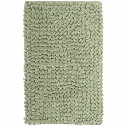 OLIVIA ROCCO jumbo loop bath mat in sage green with non-slip backing, water-absorbent plush design for shower and toilet floors