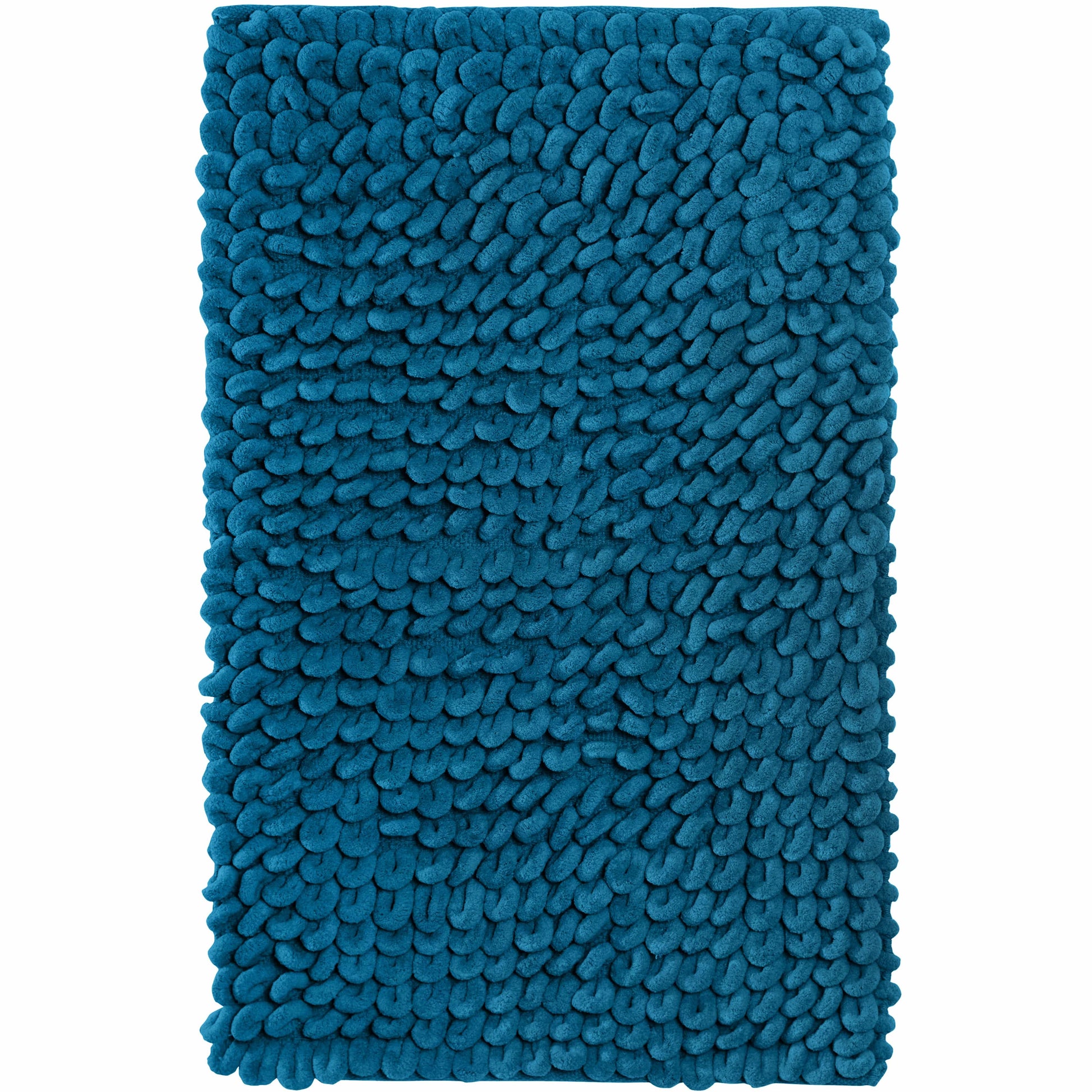 OLIVIA ROCCO jumbo loop bath mat in teal, non-slip, water-absorbent rug for shower and toilet, large plush floor mat with loop design.