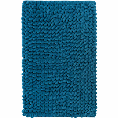 OLIVIA ROCCO jumbo loop bath mat in teal, non-slip, water-absorbent rug for shower and toilet, large plush floor mat with loop design.