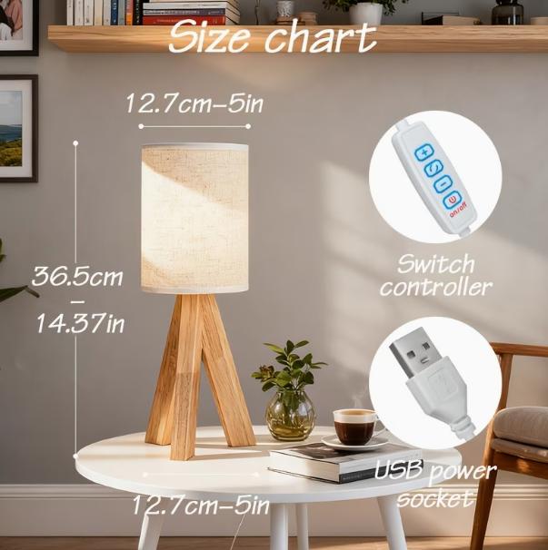 Wooden art table lamp by TrendHomeDepot with warm ambient lighting, ideal for modern interior decor, featuring a sleek wooden base.