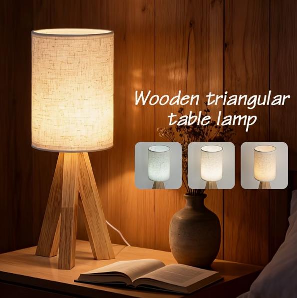 Wooden art table lamp by TrendHomeDepot with warm ambient lighting, ideal for modern interior decor.