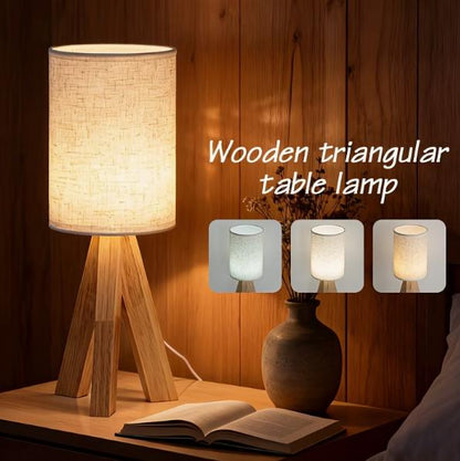 Wooden art table lamp by TrendHomeDepot with warm ambient lighting, ideal for modern interior decor.