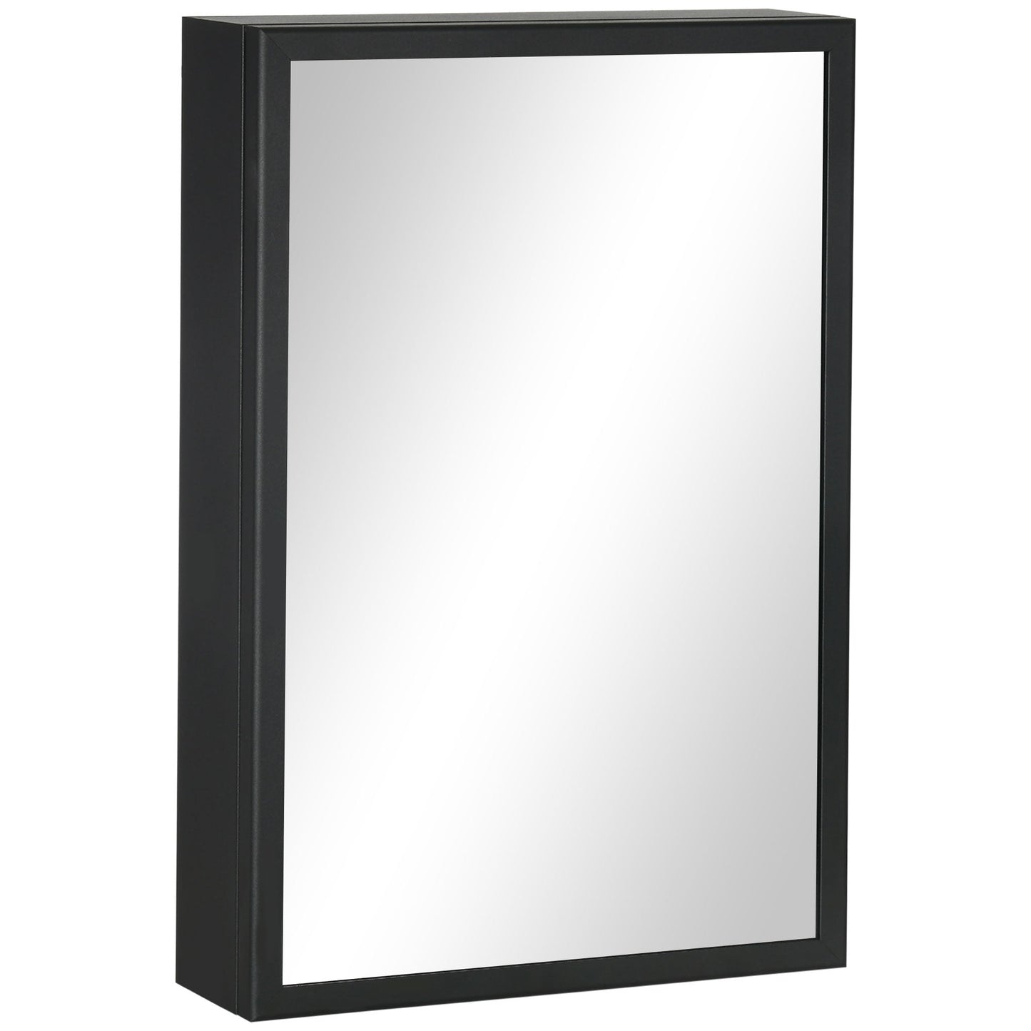 Wall-mounted black bathroom mirror cabinet with storage shelves, 40x12x60 cm, by Wise Galleria, for organized bathroom space