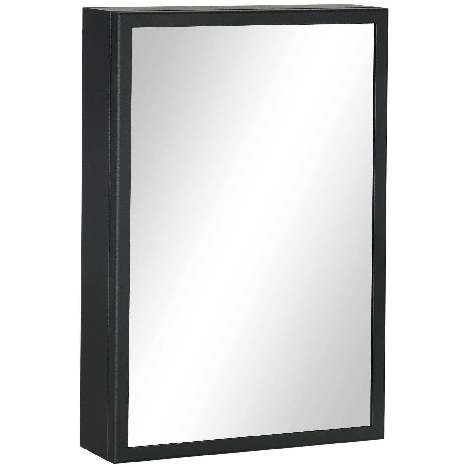 Wall-mounted black bathroom mirror cabinet with storage shelves, 40x12x60 cm, by Wise Galleria, for organized bathroom space