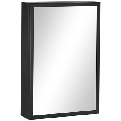 Wall-mounted black bathroom mirror cabinet with storage shelves, 40x12x60 cm, by Wise Galleria, for organized bathroom space