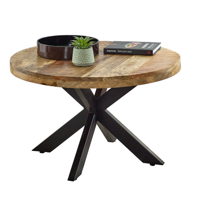 InStock Surrey solid wood coffee table with metal spider legs, showcasing a sleek, modern design for living room decor.