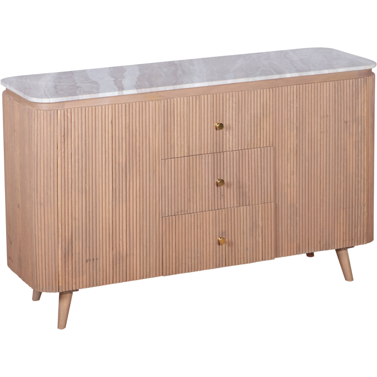 Ashford Natural Marble & Wood Extra Large Sideboard | 3 Drawers & 2 Doors