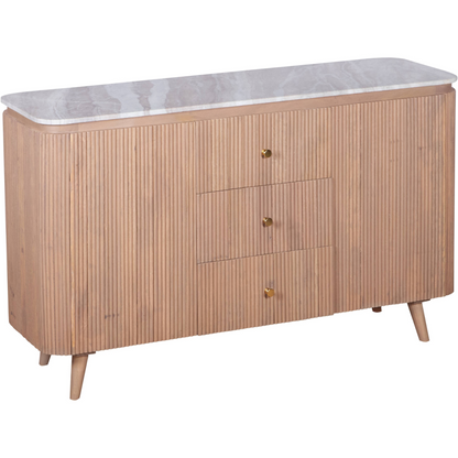 Ashford Natural Marble & Wood Extra Large Sideboard | 3 Drawers & 2 Doors