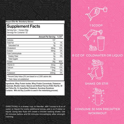 Max Muscle MaxPro Elite Whey Protein Powder | 30g Protein, 0g Sugar