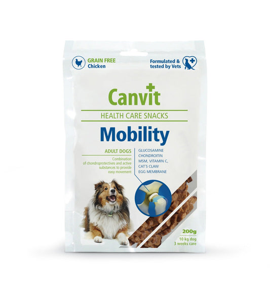Canvit Mobility Snack for Dogs by Pet Nourish, grain-free chicken treats with glucosamine and collagen for joint support.