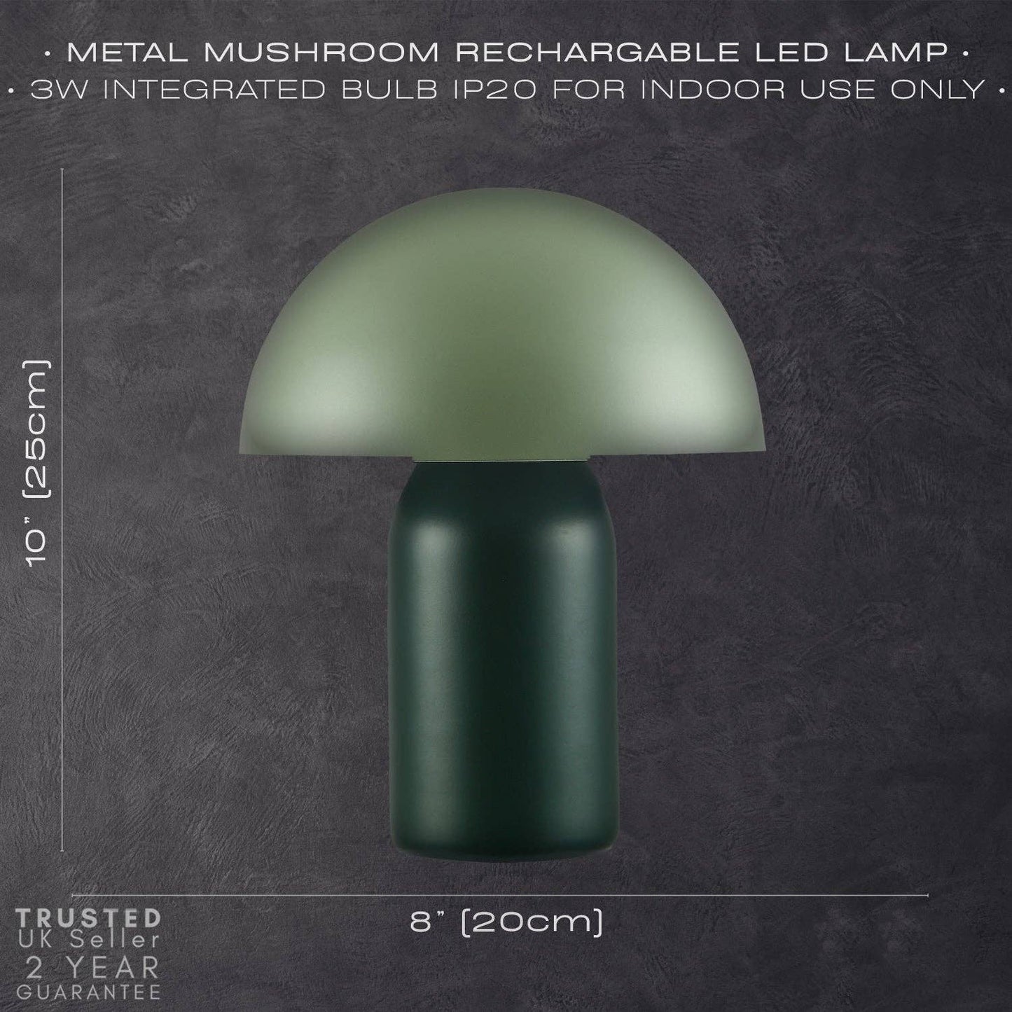 Hstrends modern rechargeable mushroom table lamp with touch dimmer, sleek design, ideal for bedside or desk lighting.
