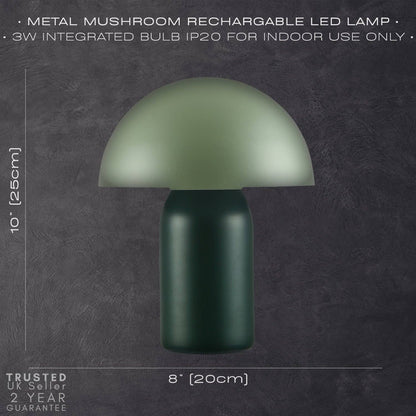 Hstrends modern rechargeable mushroom table lamp with touch dimmer, sleek design, ideal for bedside or desk lighting.