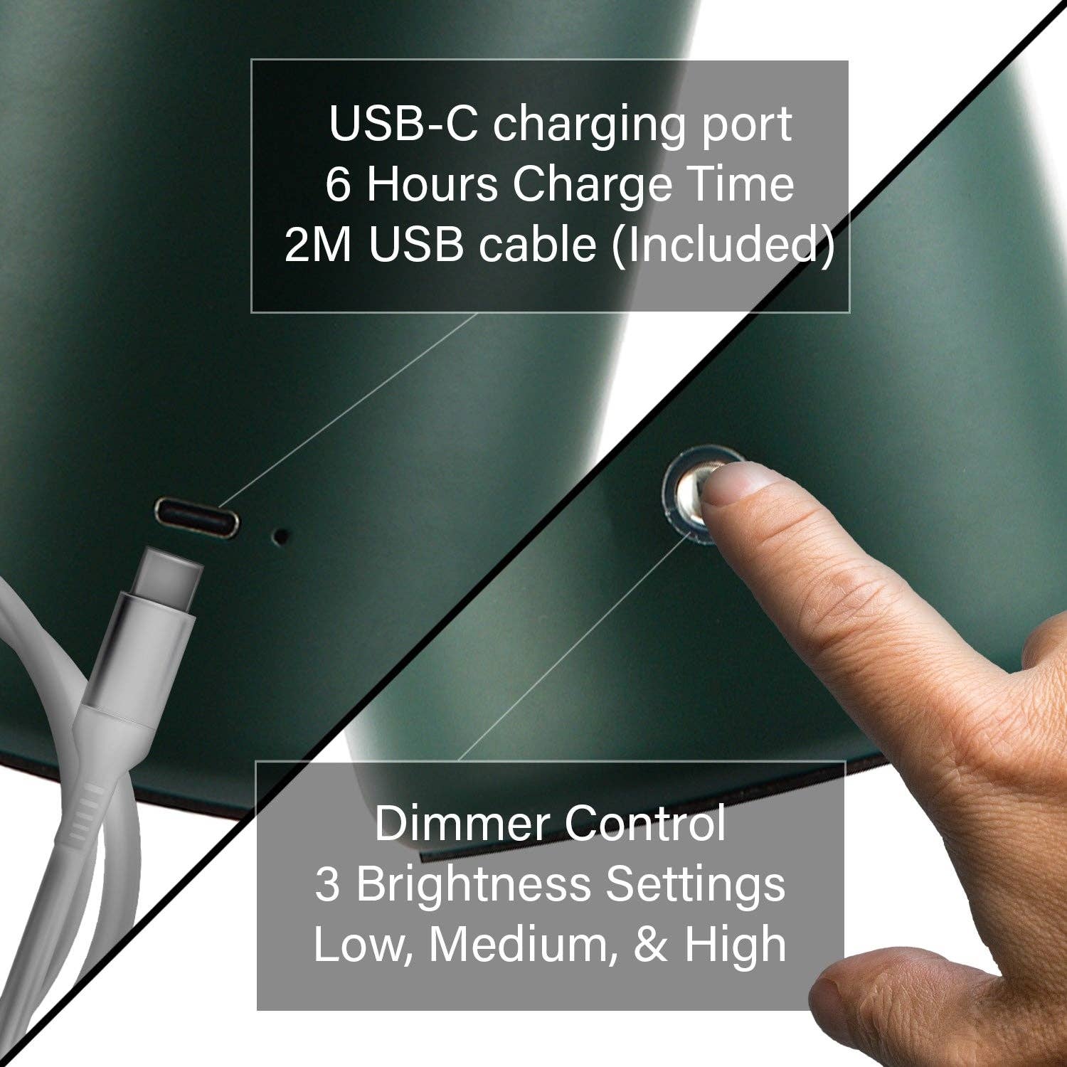 Hstrends modern rechargeable mushroom table lamp with touch dimmer, featuring a sleek design and soft ambient lighting.