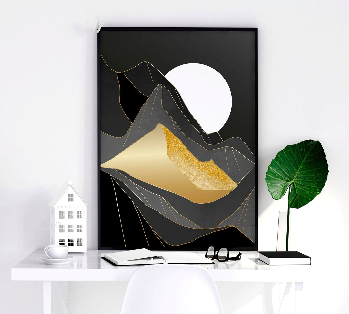 Set of 3 Scandinavian wall art prints featuring Nordic landscape designs for living room decor by About Wall Art.