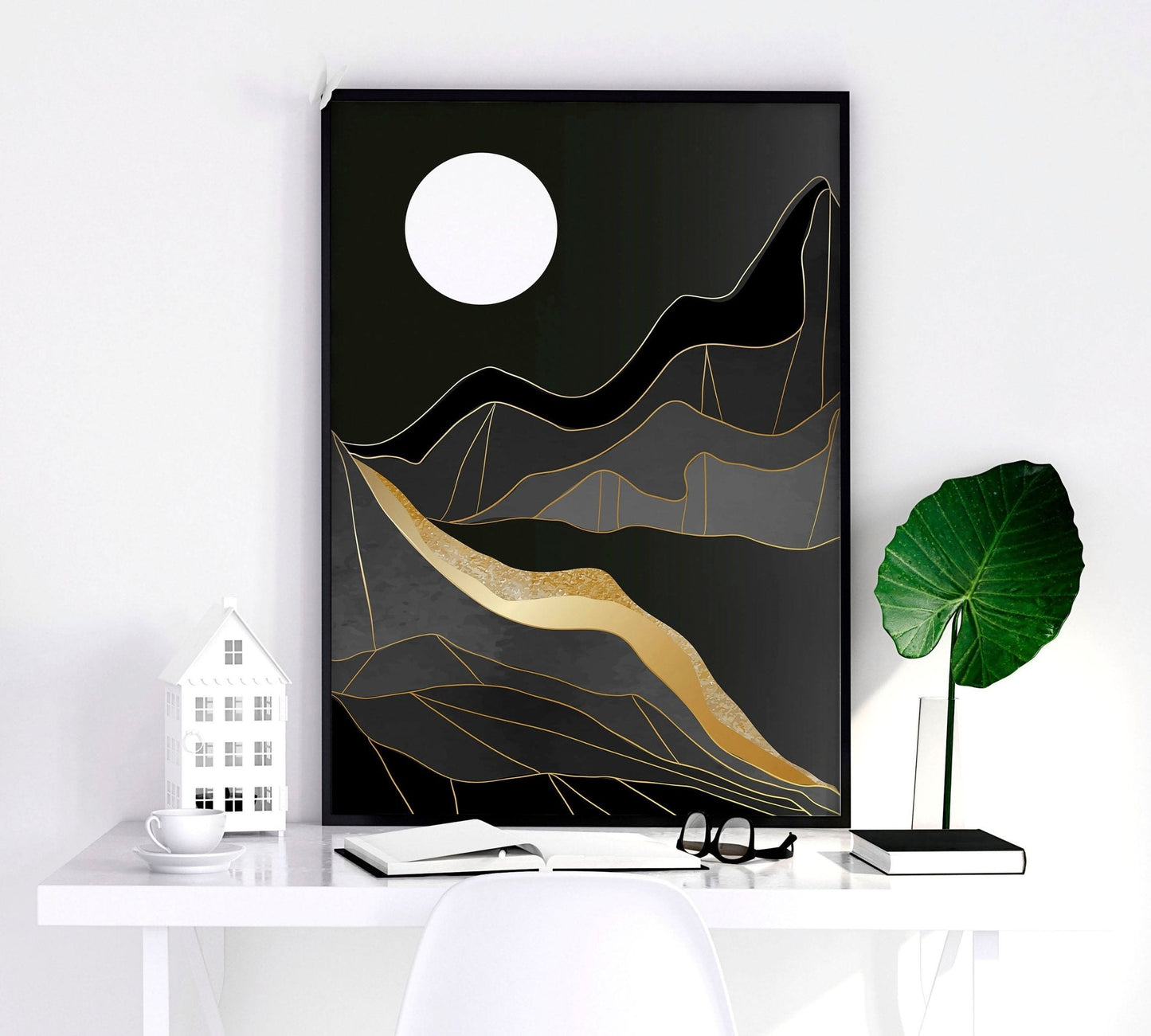 Set of 3 Scandinavian wall art prints depicting Nordic landscapes, perfect for living room interior decor by About Wall Art.