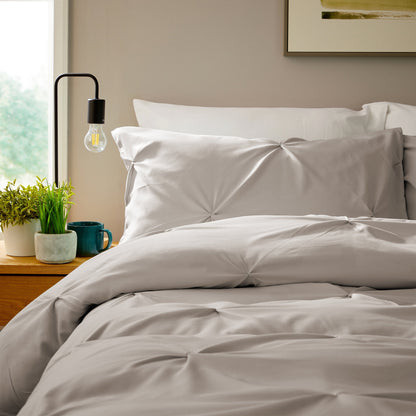 OLIVIA ROCCO pintuck natural microfiber duvet cover set with matching pillowcases, breathable, easy-care, machine washable bedding.