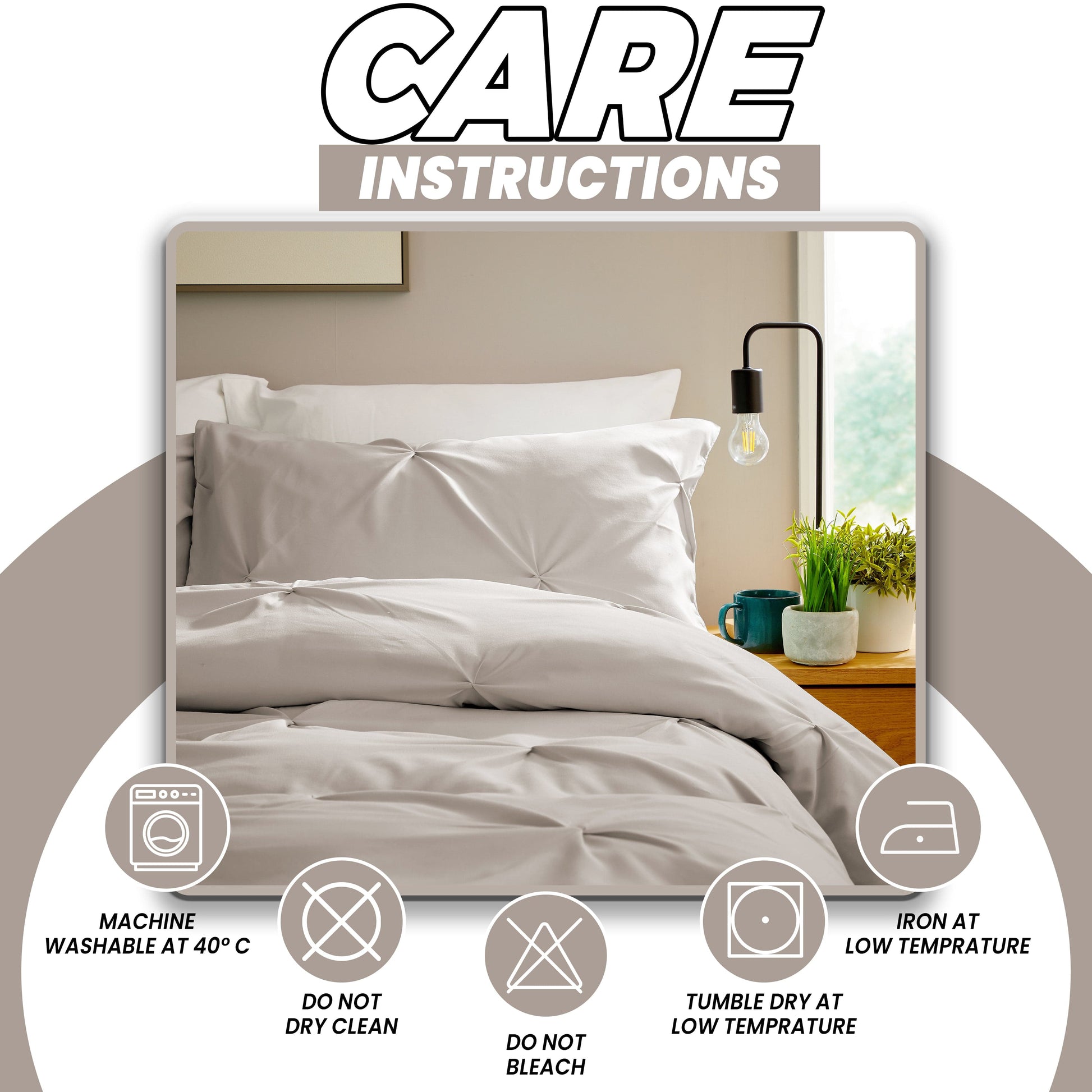 OLIVIA ROCCO pintuck natural microfiber duvet cover set with matching pillowcases, breathable, easy-care, machine washable bedding.