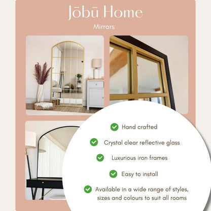 Jōbū Home Rei round black metal circle mirror, 70cm diameter, modern wall decor with sleek black metal frame.