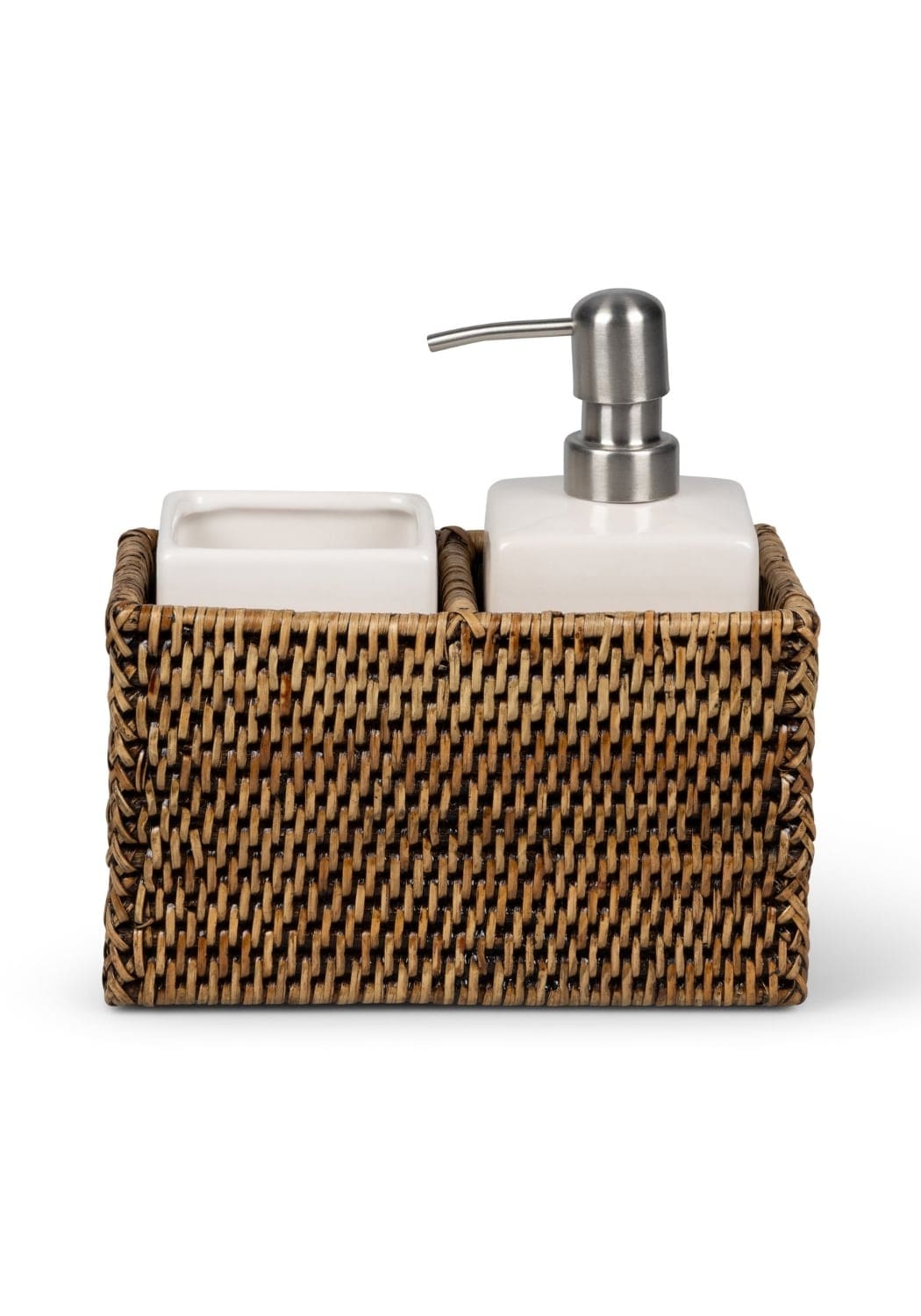 Wicker rattan bathroom wash basin holder by Casa by Josephine Jenno, featuring a stylish wicker design for bathroom accessories.